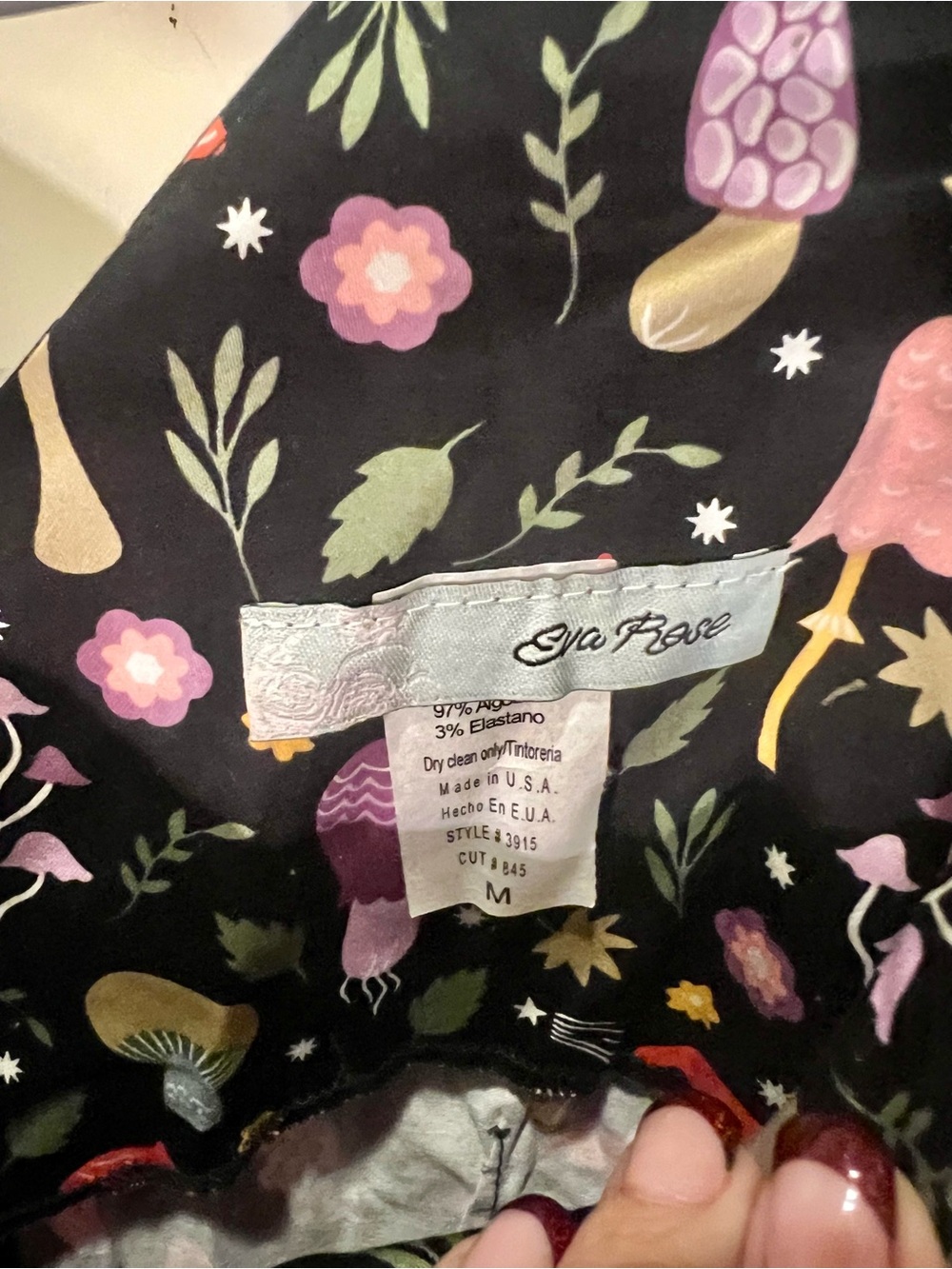 Eva Rose Black Floral Mushroom Print Dress - Black/Purple